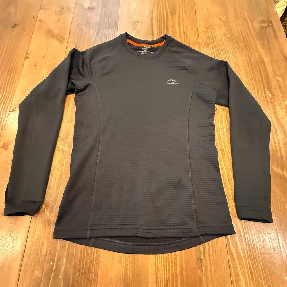 LL Bean Heavyweight Base Layer Crew Top Mens Small Black Warm 255G Weight‎
